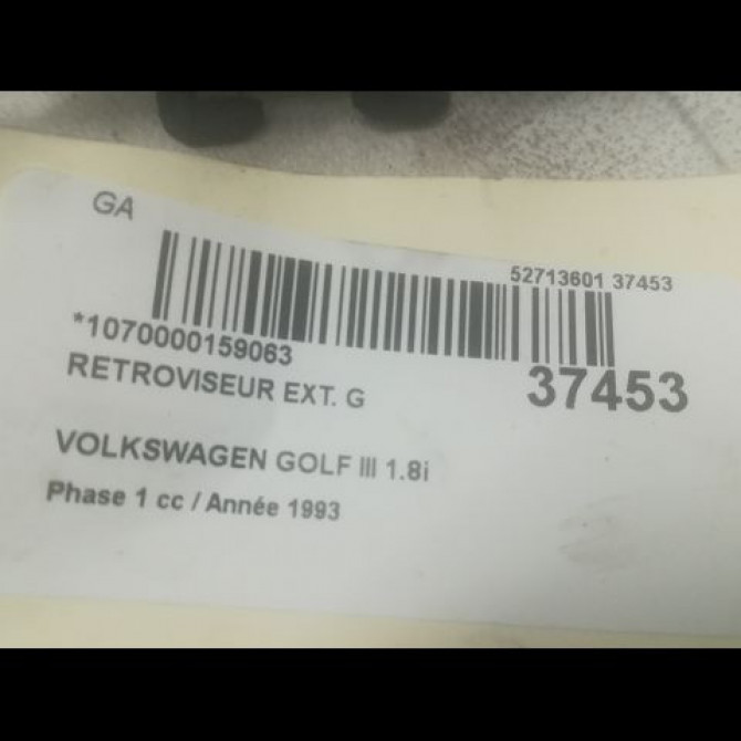 Retroviseur exterieur gauche occasion VOLKSWAGEN GOLF III Phase 1 01-1992->12-1997 1.8i 90ch 1H1857507A01C 3