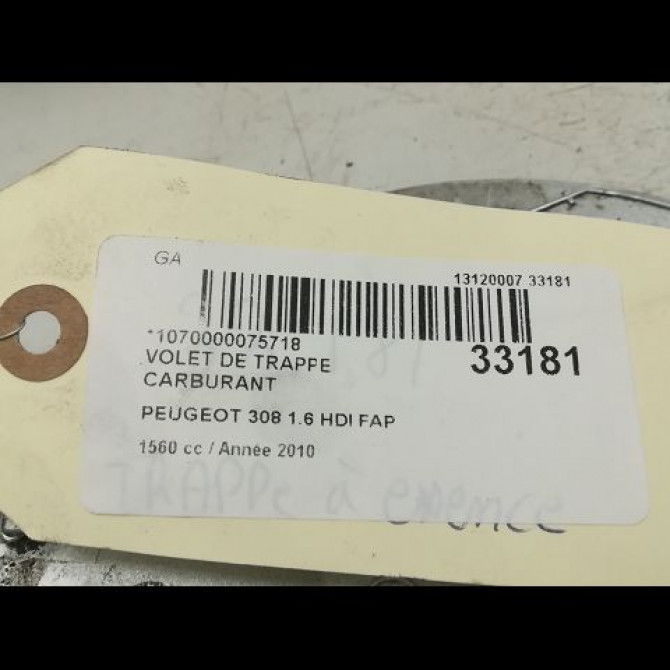 Volet de trappe carburant occasion PEUGEOT 308 I Phase 2 04-2011->12-2014 1.6 HDI 92ch 1517F4 3