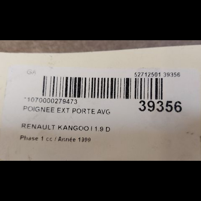 Poignee ext porte avg occasion RENAULT KANGOO I Phase 1 09-1997->06-2003 1.9 D 55ch 7700354478 3
