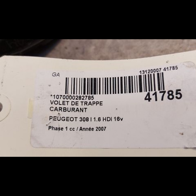 Volet de trappe carburant occasion PEUGEOT 308 I Phase 1 09-2007->03-2011 1.6 HDI 16v 110ch 1517F4 3