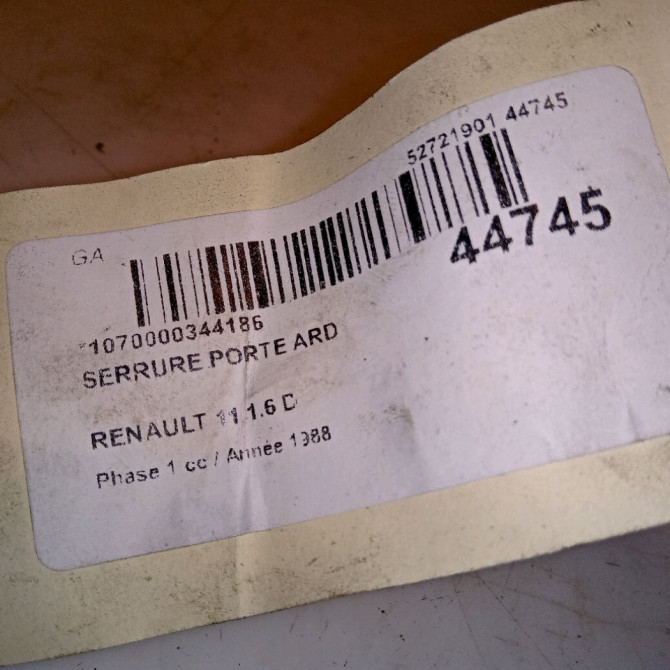 Serrure porte ard occasion RENAULT 11 Phase 1 04-1983->06-1989 1.6 D 4