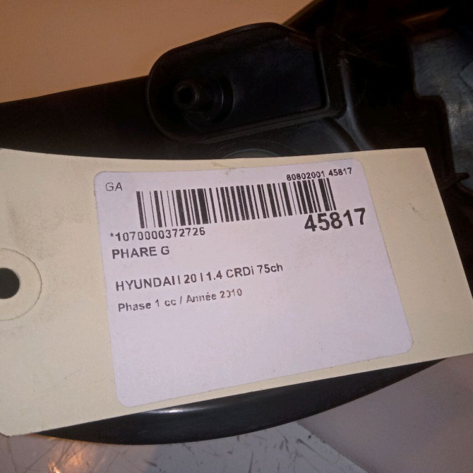 Phare gauche occasion HYUNDAI I 20 I Phase 1 04-2009->06-2012 1.4 CRDi 75ch 921101J010 4