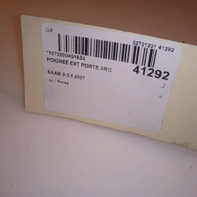 Poignee ext porte arg occasion SAAB 9-3 II 12779117 4