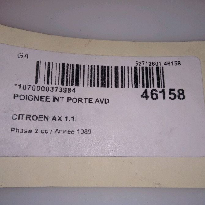 Poignee int porte avd occasion CITROEN AX Phase 2 07-1991->06-1998 1.1i 914441 4