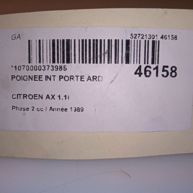 Poignee int porte ard occasion CITROEN AX Phase 2 07-1991->06-1998 1.1i 914441 4