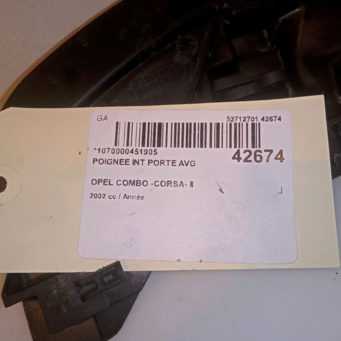 Poignee int porte avg occasion OPEL COMBO -CORSA- II Phase 1 01-2002->07-2004 13104271 4