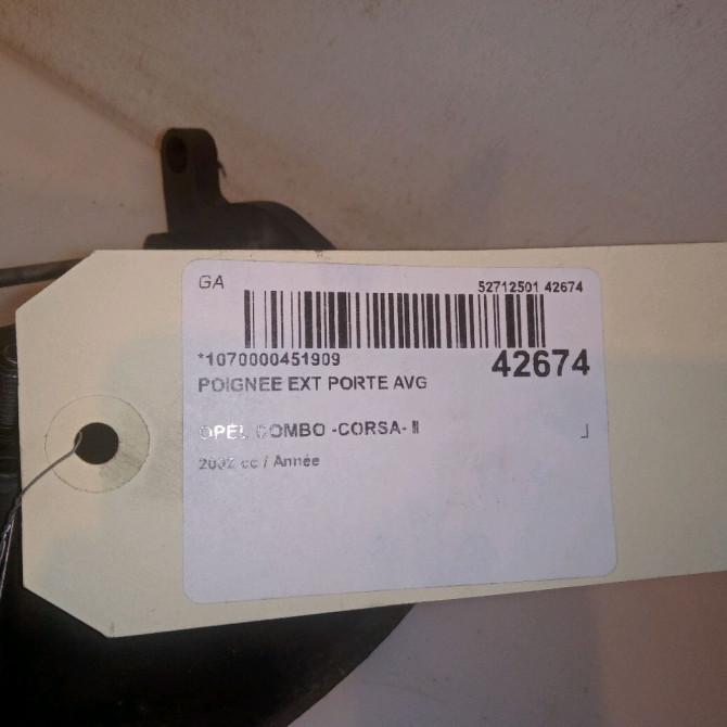 Poignee ext porte avg occasion OPEL COMBO -CORSA- II Phase 1 01-2002->07-2004 9201122 4