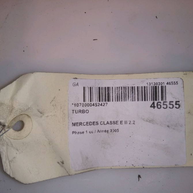 Turbo occasion MERCEDES CLASSE E III Phase 1 03-2002->06-2006 2.2 CDI 16v 120ch 8