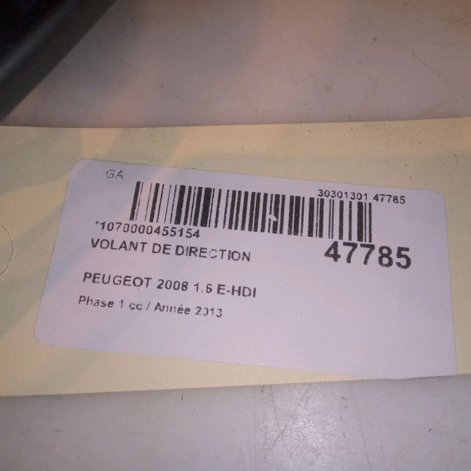 Volant de direction occasion PEUGEOT 2008 Phase 1 01-2013->... 1.6 E-HDI 92ch 4