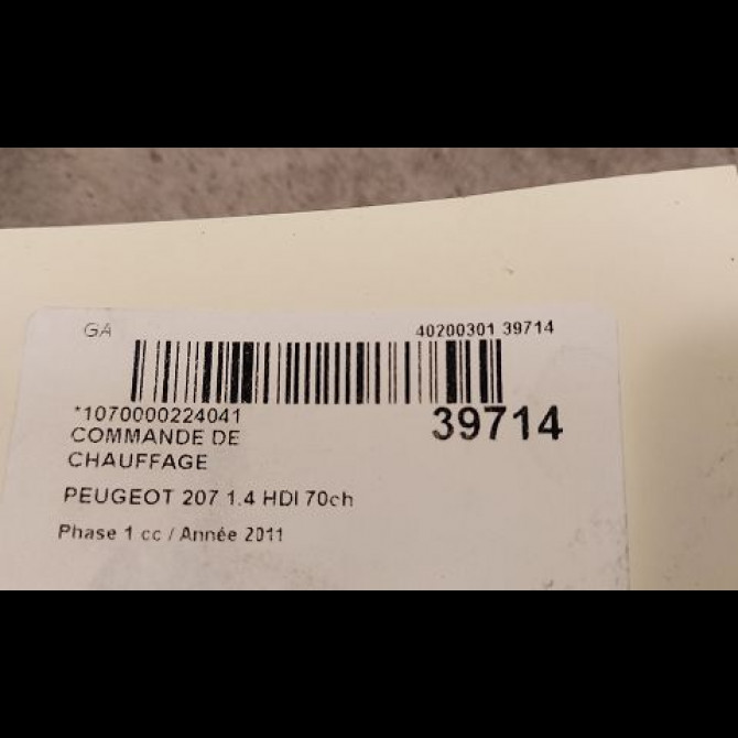 Commande de chauffage occasion PEUGEOT 207 Phase 1 04-2006->06-2013 1.4 HDI 70ch 6452Q7 3