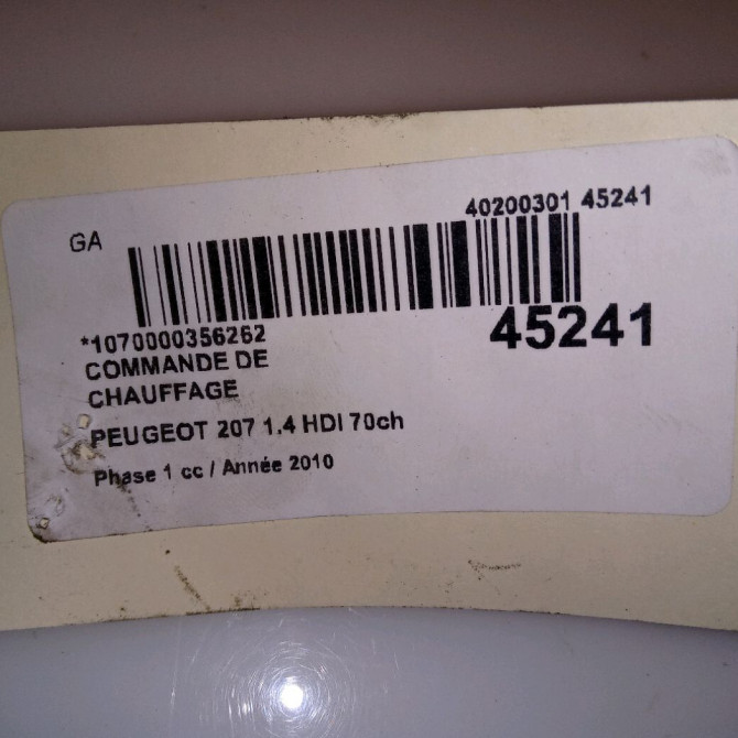 Commande de chauffage occasion PEUGEOT 207 Phase 1 04-2006->06-2013 1.4 HDI 70ch 6452Q7 4