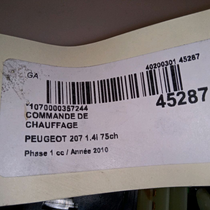 Commande de chauffage occasion PEUGEOT 207 Phase 1 04-2006->06-2013 1.4i 75ch 6452Q7 4