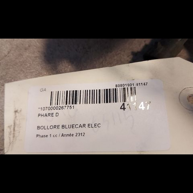 Phare droit occasion BOLLORE BLUECAR Phase 1 01-2011->... ELEC 3