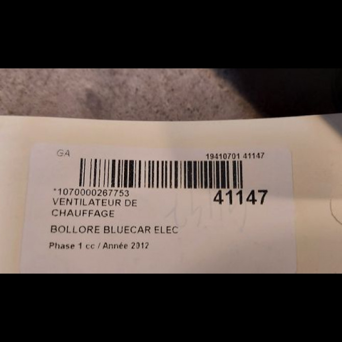Ventilateur de chauffage occasion BOLLORE BLUECAR Phase 1 01-2011->... ELEC 3