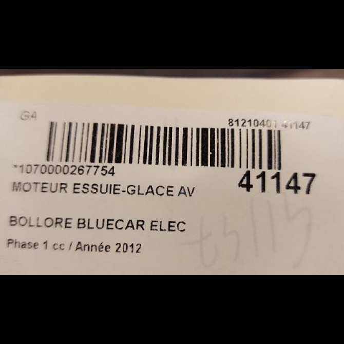 Moteur essuie-glace avant occasion BOLLORE BLUECAR Phase 1 01-2011->... ELEC 3