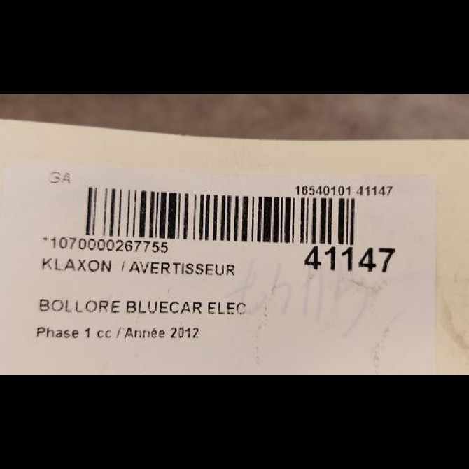 Klaxon  / avertisseur occasion BOLLORE BLUECAR Phase 1 01-2011->... ELEC 3