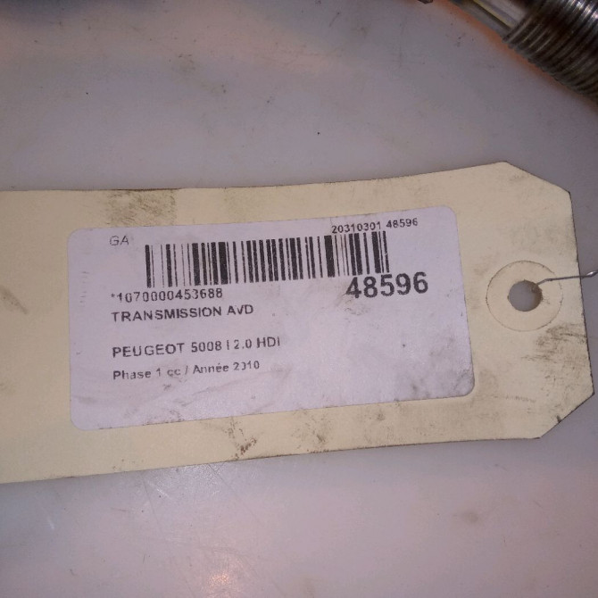 Transmission avant droite occasion PEUGEOT 5008 I Phase 1 11-2009->12-2013 2.0 HDI 150ch 3273TW 5