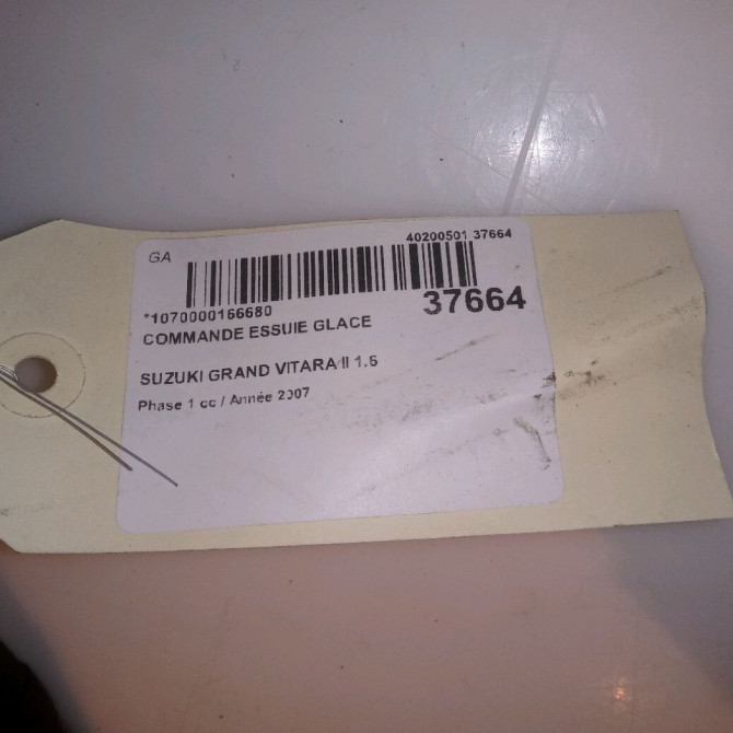 Commande essuie glace occasion SUZUKI GRAND VITARA II Phase 1 09-2005->09-2009 1.6 VVT 106ch 3731062J31 5