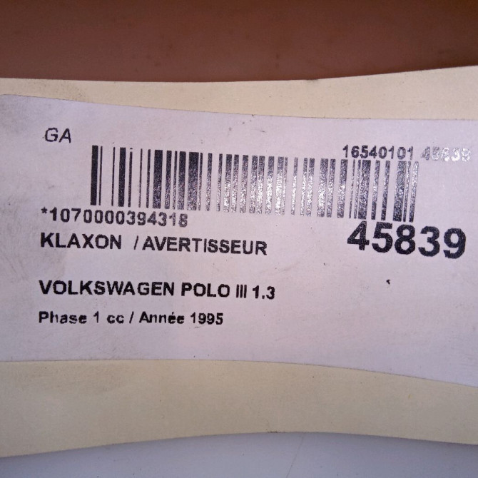 Klaxon  / avertisseur occasion VOLKSWAGEN POLO III Phase 1 10-1994->11-1999 1.3 7P5951101B 4