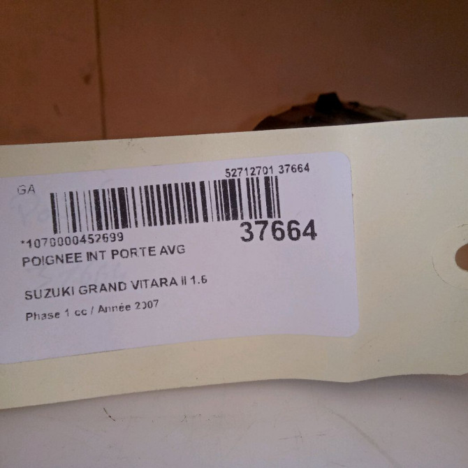 Poignee int porte avg occasion SUZUKI GRAND VITARA II Phase 1 09-2005->09-2009 1.6 VVT 106ch 8313065J005PK 4
