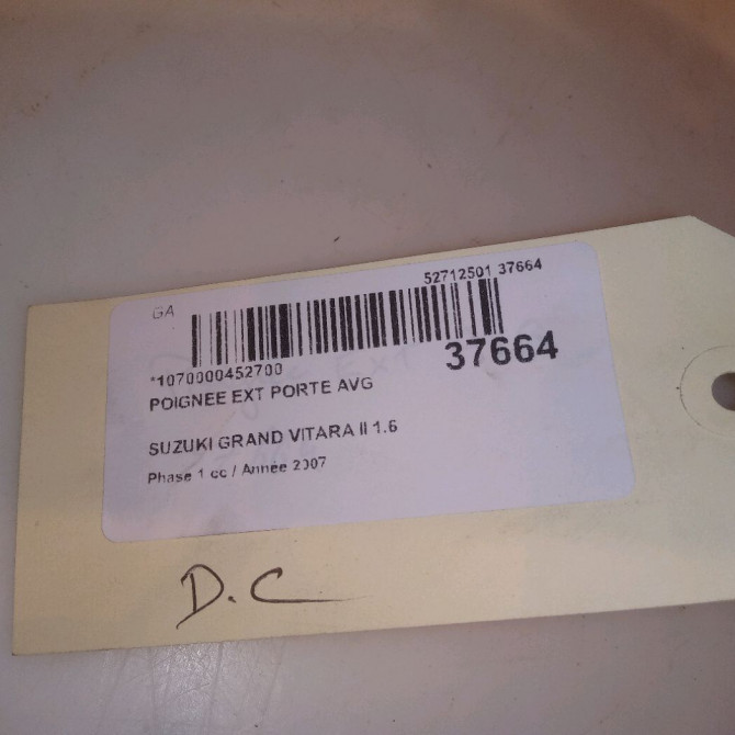 Poignee ext porte avg occasion SUZUKI GRAND VITARA II Phase 1 09-2005->09-2009 1.6 VVT 106ch 8281063811ZJ3 5
