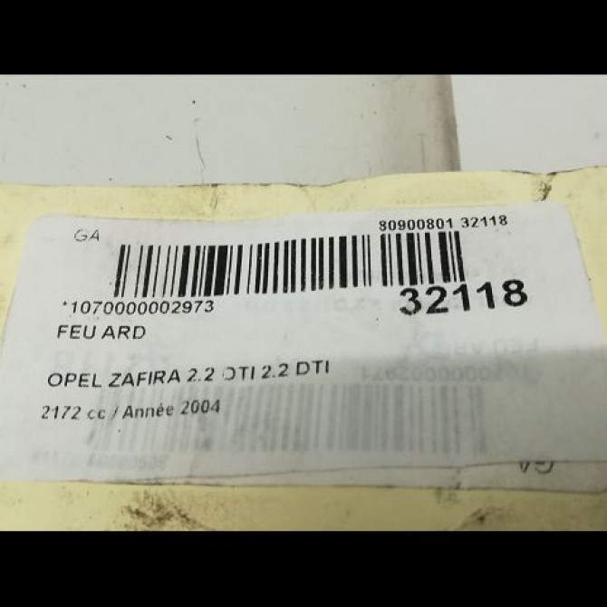 Feu arrière droit occasion OPEL ZAFIRA I Phase 1 03-1999->07-2005 93175679 3