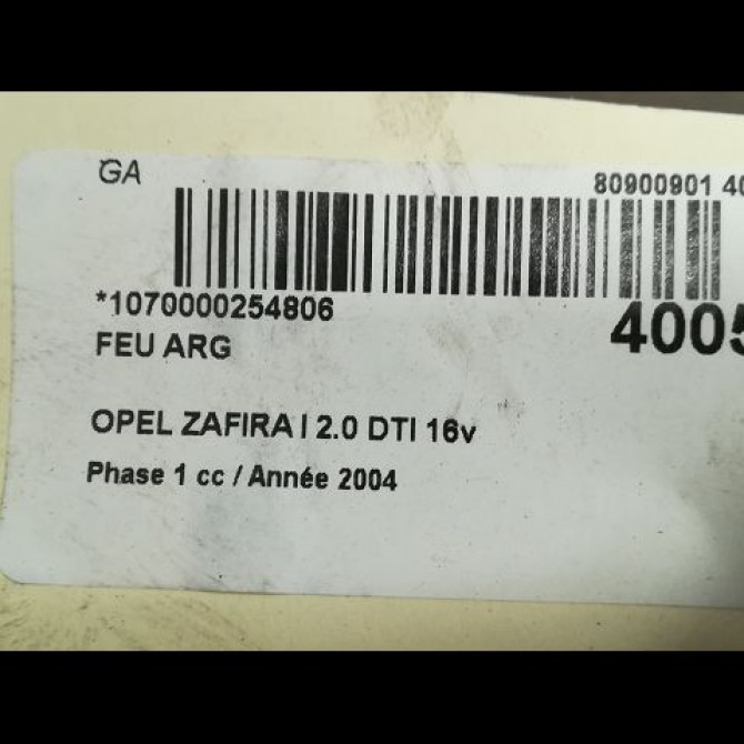 Feu arrière gauche occasion OPEL ZAFIRA I Phase 1 03-1999->07-2005 2.0 DTI 16v 100ch 93175677 3