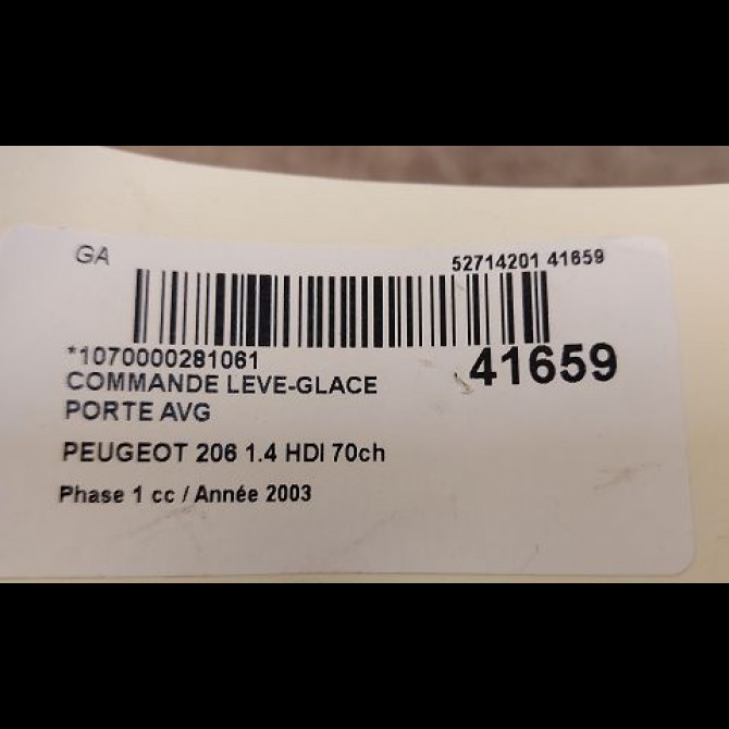 Commande lève-glace porte avant gauche occasion PEUGEOT 206 Phase 1 09-1998->03-2009 1.4 HDI 70ch 6552WQ 3