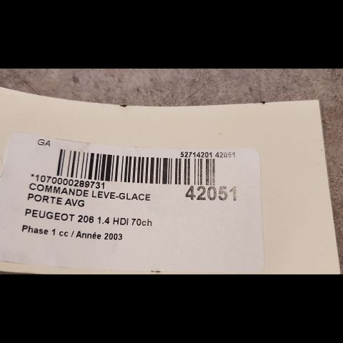 Commande lève-glace porte avant gauche occasion PEUGEOT 206 Phase 1 09-1998->03-2009 1.4 HDI 70ch 3