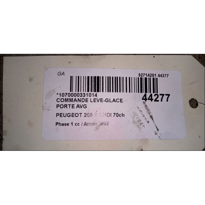Commande lève-glace porte avant gauche occasion PEUGEOT 206 Phase 1 09-1998->03-2009 1.4 HDI 70ch 4
