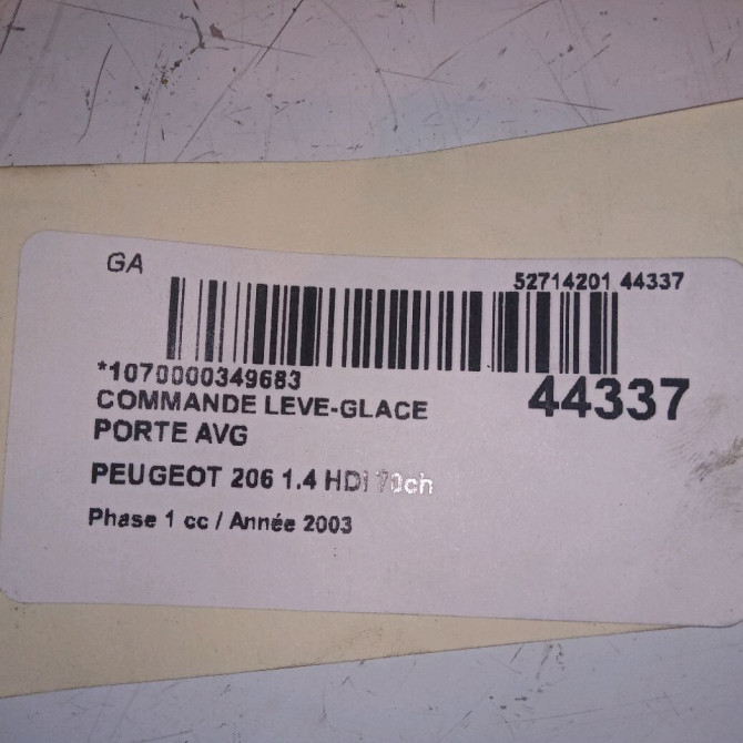 Commande lève-glace porte avant gauche occasion PEUGEOT 206 Phase 1 09-1998->03-2009 1.4 HDI 70ch 6552WQ 4