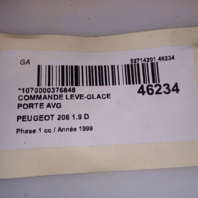Commande lève-glace porte avant gauche occasion PEUGEOT 206 Phase 1 09-1998->03-2009 1.9 D 4