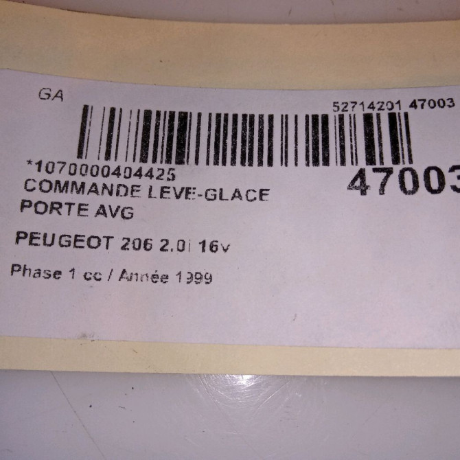 Commande lève-glace porte avant gauche occasion PEUGEOT 206 Phase 1 09-1998->03-2009 2.0i 16v 5