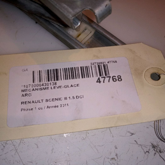 Mecanisme leve-glace arrière gauche occasion RENAULT SCENIC III Phase 1 04-2009->11-2011 1.5 DCI 110ch 827210005R 4
