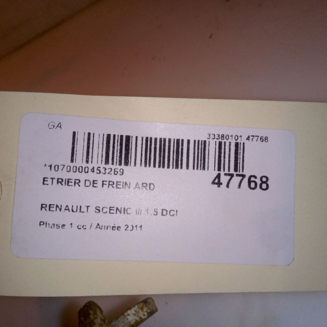 Etrier de frein arrière droit occasion RENAULT SCENIC III Phase 1 04-2009->11-2011 1.5 DCI 110ch 440011499R 6