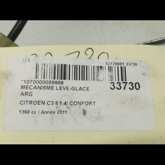 Mecanisme leve-glace arrière gauche occasion CITROEN C3 II Phase 1 11-2009->02-2013 1.4i 75ch 9223F8 5