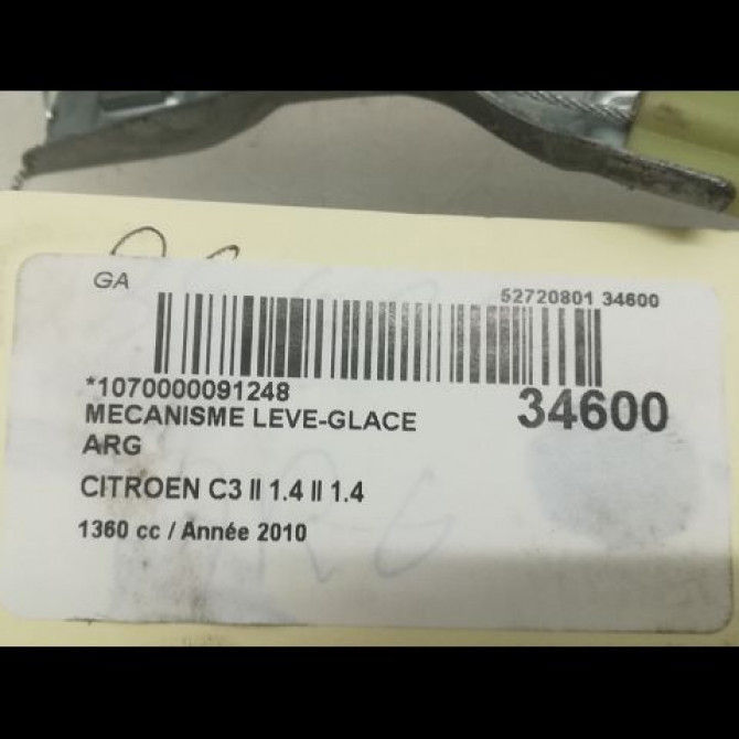 Mecanisme leve-glace arrière gauche occasion CITROEN C3 II Phase 1 11-2009->02-2013 1.4i 75ch 9223F8 4