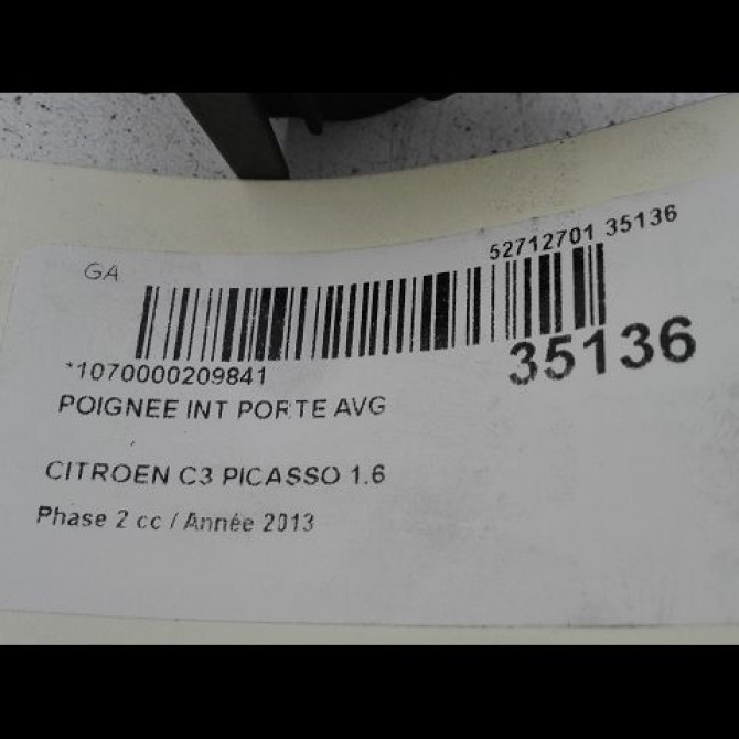 Poignee int porte avg occasion CITROEN C3 PICASSO Phase 2 09-2012->... 1.6 HDI 90ch 96834461VV 3