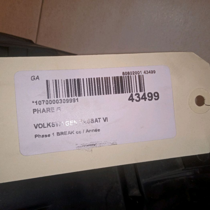 Phare gauche occasion VOLKSWAGEN PASSAT VI Phase 1 04-1995->04-1999 2.0 TDI 136ch 3AB941005 7