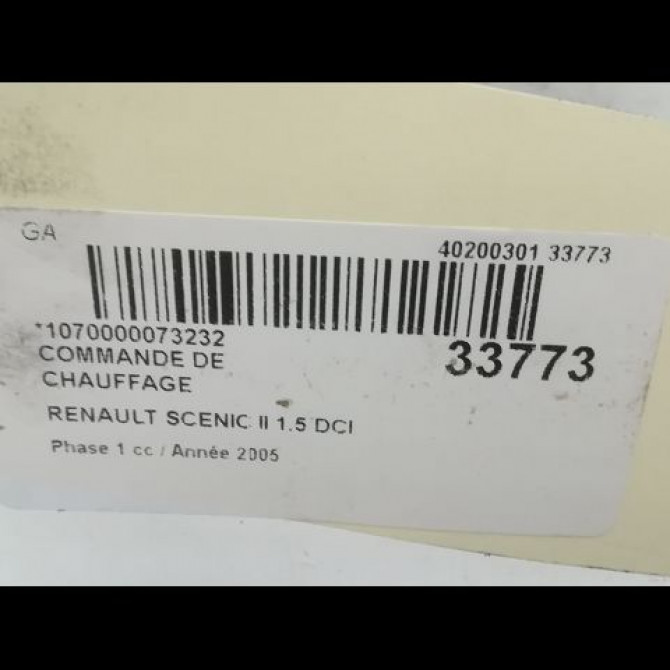 Commande de chauffage occasion RENAULT SCENIC II Phase 1 03-2004->09-2006 1.5 DCI 100ch 7701208975 4