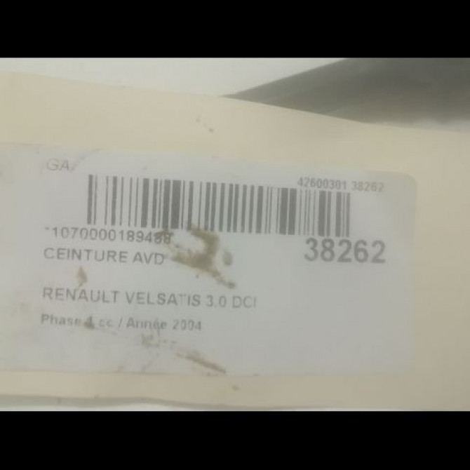 Ceinture avant droite occasion RENAULT VELSATIS Phase 1 01-2002->04-2005 3.0 DCI V6 177ch 8200267532 4