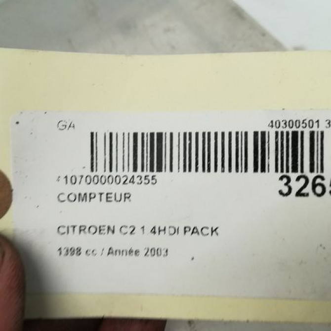 Compteur occasion CITROEN C2 Phase 1 09-2003->10-2008 1.4 HDi 6105EV 4