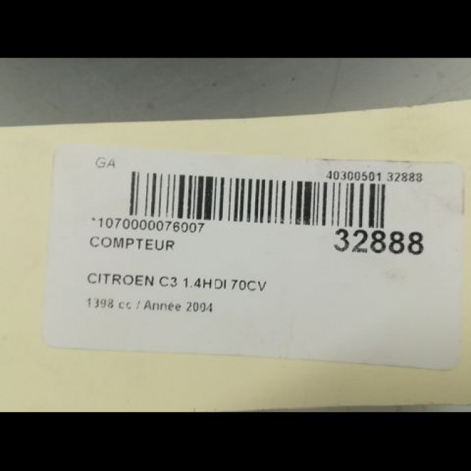 Compteur occasion CITROEN C3 I Phase 1 04-2002->10-2005 1.4 HDi 6105EV 5