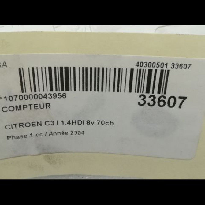 Compteur occasion CITROEN C3 I Phase 1 04-2002->10-2005 1.4HDI 8v 70ch 6105EV 4