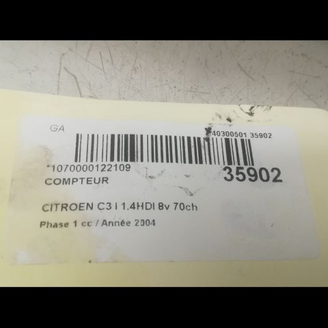 Compteur occasion CITROEN C3 I Phase 1 04-2002->10-2005 1.4HDI 8v 70ch 6105EV 3