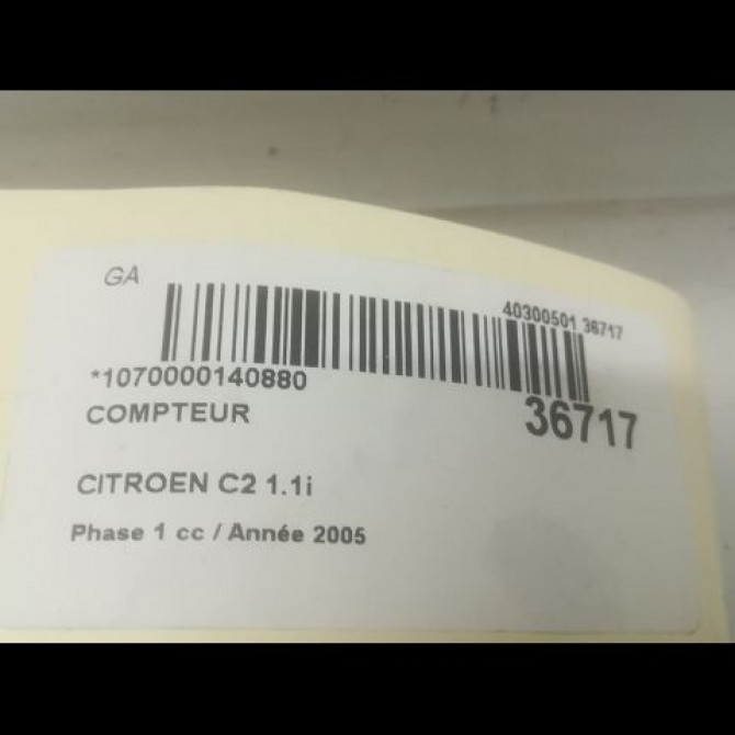 Compteur occasion CITROEN C2 Phase 1 09-2003->10-2008 1.1i 6105EV 3