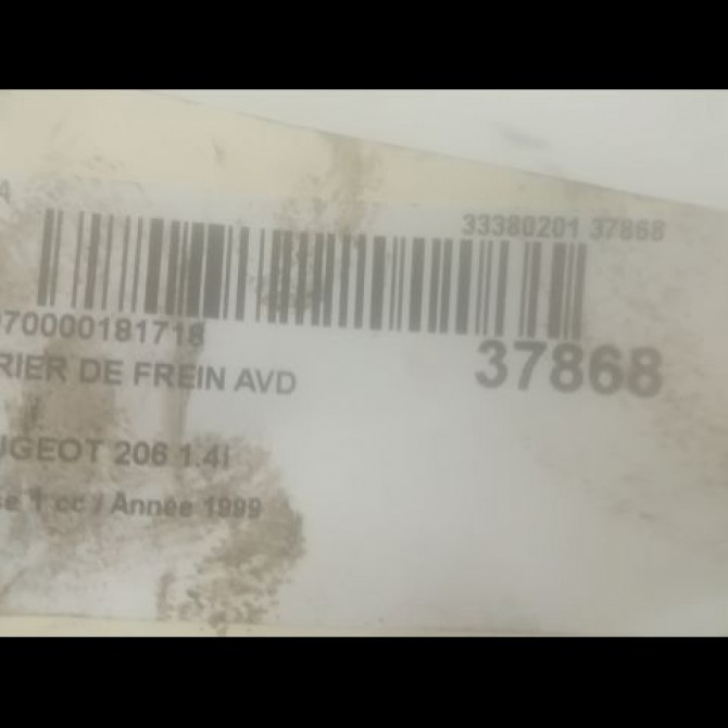 Etrier de frein avant droit occasion PEUGEOT 206 Phase 1 09-1998->03-2009 1.4i 4400J3 3
