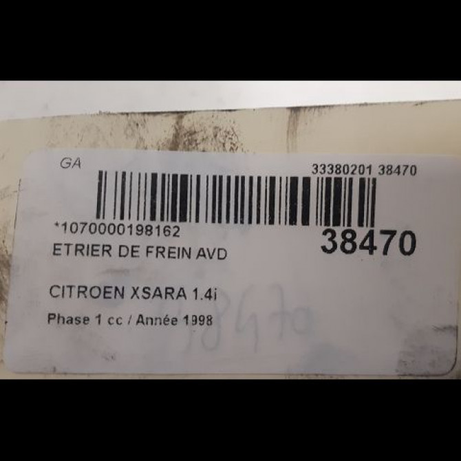 Etrier de frein avant droit occasion CITROEN XSARA Phase 1 02-1998->09-2000 1.4i 4400J3 3