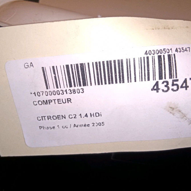 Compteur occasion CITROEN C2 Phase 1 09-2003->10-2008 1.4 HDi 6105EV 4