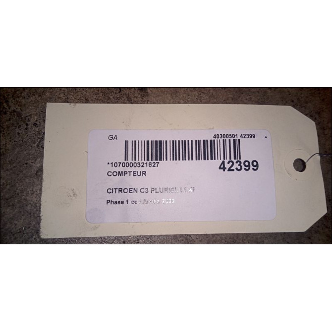 Compteur occasion CITROEN C3 PLURIEL I Phase 1 04-2003->09-2008 1.4i 6105EV 3